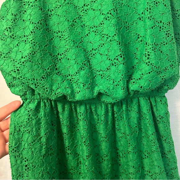Xhilaration Emerald Green Floral Lace Elastic Waist Dress Size Small - Picture 11 of 15
